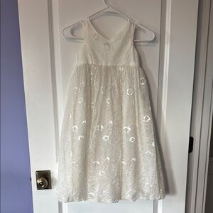 David's Bridal Ivory Floral Lace Kids Dress